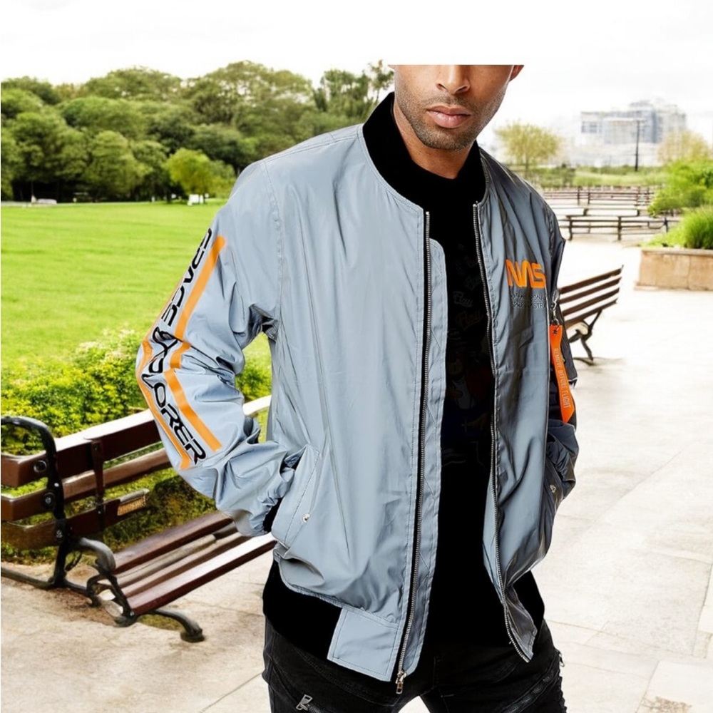 Bleaker & Mercer Men's Gray lightweight hooded windbreaker full zip rain jacket
